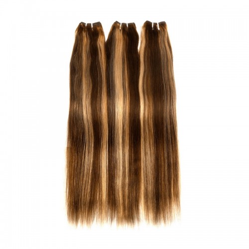 #4/27 Honey Blonde Highlight Natural Straight Virgin Human Hair Bundles | Human Hair Wig | Lace Front